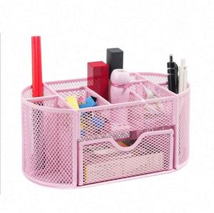Multi-Functional Desk Organizer Iron Mesh Design with Pen Holder Drawer Office Supplies <b>Desktop</b> Caddy Storage Boxes <b>Bins</b> - Product Image 1