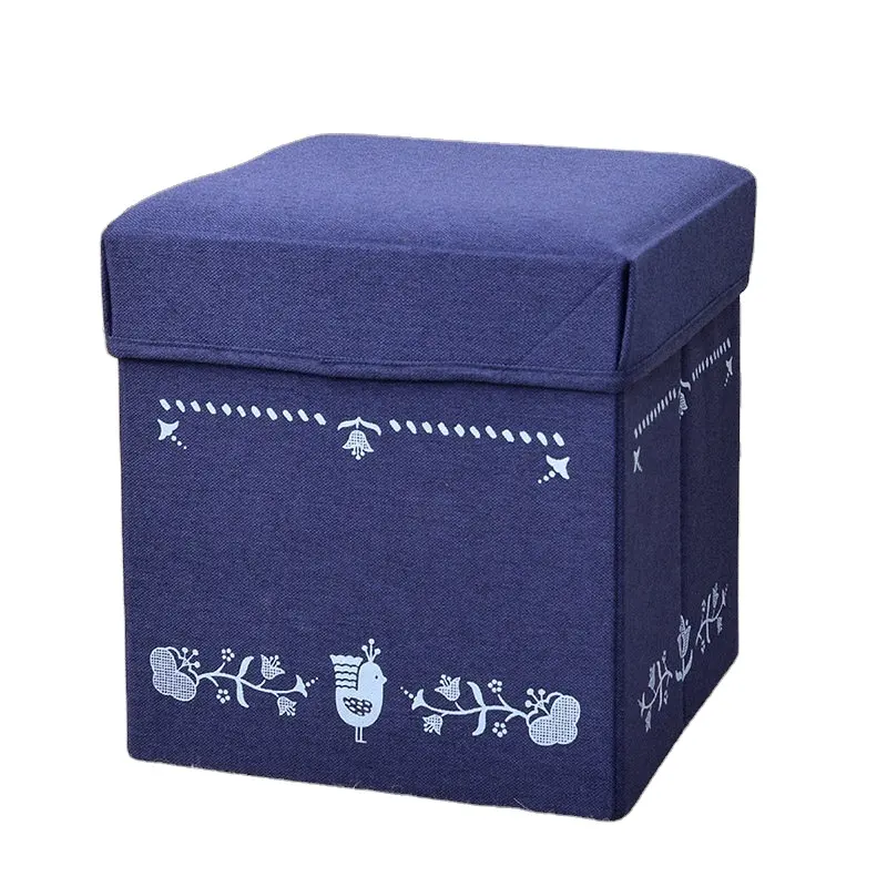 Caja de juguete de cubo otomano de almacenamiento plegable, cofre de cuero sintético con asiento de espuma viscoelástica, asiento de banco, reposapiés