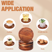 CNGLEE Ensemble de sous-verres réutilisables en bois d'acacia écologique, support moderne, diamètre 300 mm, épaisseur 10 mm, protection de table pour la maison et les restaurants