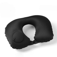 Oreiller de voyage gonflable compact en forme de U, tricoté, rempli d'air, confortable, pour le soutien du cou en avion et en voiture