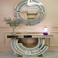 Table console moderne en or miroir, verre MDF, pour entrée, couloir, salon, hôtel, avec design en diamant écrasé, vente chaude