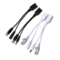 Listo en stock divisor POE 12V adaptador Ethernet de alimentación inyector divisor de Cable POE para cámara IP blanco y negro