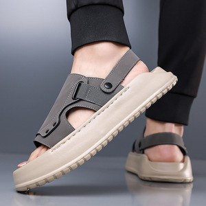 Men's Open Toe Casual Slides Pu Upper EVA Outsole Cushioned Summer <b>Sandals</b> - Product Image 3