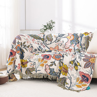 Großhandel Baumwolle Bambusfaser Gestrickte Quasten-Wurfdecke |   Gewaschene Weiche Jacquard-Gewebte Vintage Leichtgewichtige Couch-Kuscheldecke