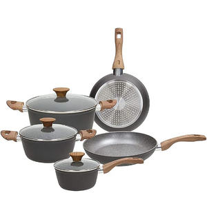 Juego de Ollas y Sartenes de Cerámica de Alta Calidad con Revestimiento Cerámico, Asas de Madera con Tacto Suave, 8 Piezas, de Aluminio Forjado - Product Image 1