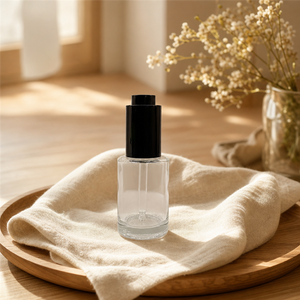 Eco Friendly Clear <b>Glass</b> Pipette Dropper Bottle with Black Rubber Bulb for Skincare Serum <b>Packaging</b> - Product Image 1