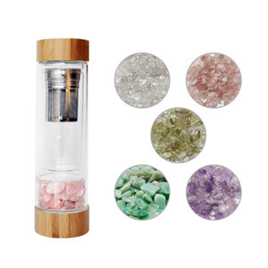 Tùy Chỉnh Logo Hai Mở Đá Quý Pha Lê Đá Quý Tre Thạch Anh Chai Nước Với Đá Shungite - Product Image 4