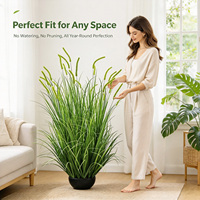 Herbe artificielle verte extra haute de type foxtail, 150 cm, faux arbre ornemental en pot pour la décoration du hall d'entrée de la villa