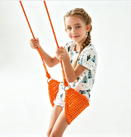 Fauteuil suspendu en maille plastique Ropecube Crochet Leaf - Hauteur réglable - Pour enfants - Utilisation intérieure/extérieure et en jardin