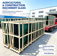 Nouvelles pièces de rechange en verre trempé pour pare-brise et portes de cabine, directement de l'usine, avec taille personnalisable pour tracteurs et moissonneuses-batteuses