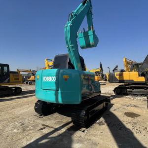 Excavatrice sur chenilles Kobelco SK75 Super, couleur turquoise, avec godet de 0,4 m³ de capacité, poids opérationnel de 7,5 tonnes, machine d'occasion - Product Image 1