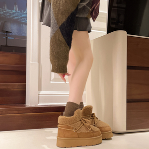 <span class=keywords><strong>Scarpe</strong></span> Invernali da Donna <span class=keywords><strong>con</strong></span> Tomaia in Pile, Suola Spessa, Slip-on, Stivali da Neve alla Caviglia <span class=keywords><strong>con</strong></span> Lacci in Corda e Bordo in <span class=keywords><strong>Pelliccia</strong></span> - Product Image 2