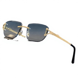 Gafas de Sol HBK de Lujo sin Marco, Lentes de Cristal con Degradado Azul, Logotipo Personalizado, Montura Metálica Rosa, Unisex, para Ciclismo, Viajes, Modernas y Elegantes - Product Image 2
