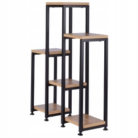 Support à plantes sur pied en fer et bois, style échelle, 6 niveaux, durable, thermolaqué, avec pieds réglables pour jardin et intérieur