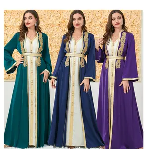 Dubai Turquía últimos diseños jalabiya Simple Kaftan abaya mujeres vestido musulmán