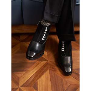 Zapatos formales de negocios británicos hechos a mano, retro, de verano, con punta cuadrada para hombre, zapatos de cuero transpirables y antideslizantes - Product Image 2