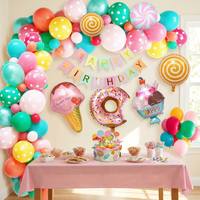 Kit de ballons en aluminium Arc-en-ciel Nuage Soleil Lune, Guirlande d'arche de ballons Macaron, Décorations de fête Joyeux Anniversaire pour Enfants et Baby Shower