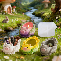 Moule en silicone au design cochon mignon, moderne et simple, pour résine époxy, ciment, plâtre, tasses, pots de fleurs, et ornements de rangement DIY