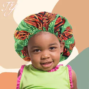 Оптовая продажа, детские шелковые двухслойные атласные шляпки с принтом в африканском стиле