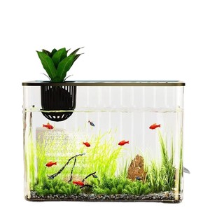 Visaquarium Mengcilinder Energiebesparende Frequentieregelaar Woonkamer Bureaublad Binnenstaand Vloerstaand Transparant - Product Image 5