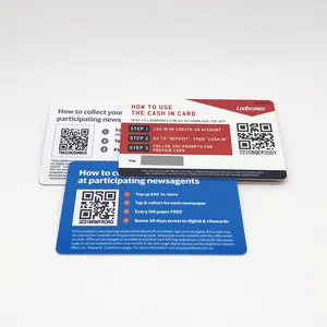 독특한 일련 번호와 핀 코드가있는 맞춤형 플라스틱 선물 카드
