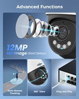 Cámara de Seguridad IP PTZ para Exteriores, Full HD, 12MP/8MP, Visión Nocturna, Gran Angular, Seguimiento de Movimiento Humano, POE, CCTV