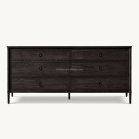 Commode moderne de luxe à 6 tiroirs en chêne Commode en bois massif pour la maison Chambre à coucher Meubles de rangement Caractéristiques