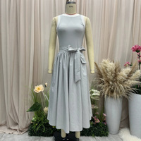 Robe longue vintage sans manches à col rond et laçage, 90% polyamide 10% élasthanne, taille haute, Robe Femme Vestido Largo, Robe d'été