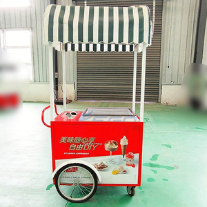 รถเข็นขายกาแฟและอาหารแบบเข็นมือสำหรับใช้งานกลางแจ้ง พร้อมร่มกันแดด ขาย - Product Image 1