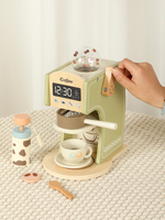 Jouets de simulation de cafetière en bois pour enfants COMMIKI, cafetière verte, machine à café de simulation, cuisine, machine à cuisiner
