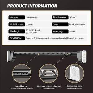 ARODDY 1-3.1m 드레싱 드레이프 긴 장식 작은 옷걸이 확장 코너 건조 교수형 커튼로드 세트 - Product Image 3