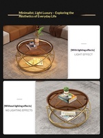 Table basse en métal de style nordique simple pour petits espaces, plateau en verre trempé couleur thé, meubles de luxe design