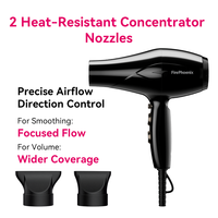 Sèche-cheveux professionnel FirePhoenix 8101X pour salon, 2 embouts, 4 réglages haute vitesse, 3 réglages de chaleur, température constante, usage domestique