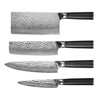 Offre Spéciale : Ensemble de 4 Couteaux de Cuisine en Acier Inoxydable VG10, Acier Damas 67 Couches, Manche en Bois, Ambidextre, Incluant Couteau à Steak et Couteau de Chef