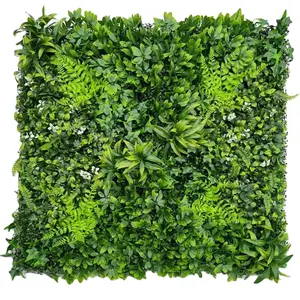 Parete verde artificiale all'ingrosso protezione UV giardino esterno piante verdi pannelli giardino verticale muro di erba artificiale