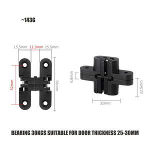 Charnière de porte dissimulée à 180 degrés, 25*118mm, acier inoxydable noir, alliage de zinc, charnières invisibles pour portes secrètes de cuisine, 35mm - Product Image 2
