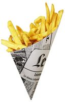 Cônes de papier journal français de taille moyenne pour service alimentaire Supports écologiques jetables pour frites ou autres collations