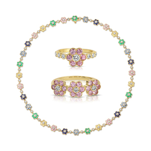 Gemnel 925 silver Multi Color CZ Flower Collection Set Floral Chain Tennis <b>Necklace</b> <b>Stack</b> Rings Spring <b>Stack</b> jewelry - Product Image 1