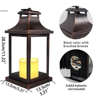 Lanternes à LED sans flamme pour décoration intérieure et extérieure, avec panneaux en verre transparent, à poser sur table, couleur noire