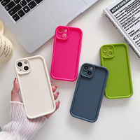 Coque de téléphone en TPU souple couleur bonbon anti-chute avec protection d'objectif d'appareil photo épaissie pour iPhone 16 15 14 13 12 11 Pro Max
