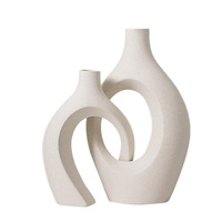 Vase en céramique blanc contemporain, combinaison de modèles, petite taille, pour décorations de bureau de style nordique, décorations modernes pour la maison