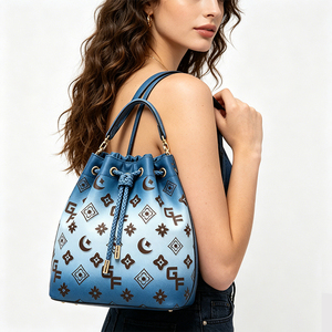 Bolso de Hombro Tipo Bandolera con Cordón y Monograma <span class=keywords><strong>GF</strong></span> en Azul Degradado para Mujer, con Correa Desmontable, Ideal para Uso en Exteriores y Negocios - Product Image 6