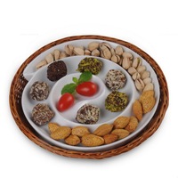 Plat de service rond en porcelaine blanc, idéal pour les apéritifs sur panier, parfait pour les fêtes - Nouveauté très demandée