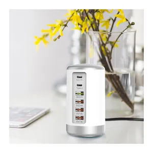 Cylindrical design portable multi-port 65WGaN charger, Global 5V1A2.4A type-c fast charging adapter QC3.0 chargers