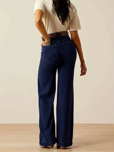 Femmes <span class=keywords><strong>Vintage</strong></span> grande taille coupe ajustée jambe droite hanche ascenseur jambe large Style américain jean décontracté à la mode jambe allongement - Product Image 6