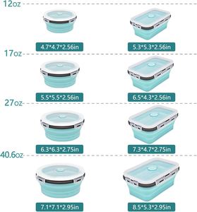 4 <b>Pack</b> Silicone Food Box Durable Collapsible <b>Lunch</b> <b>Boxes</b> Silicone <b>Lunch</b> Box for Kids - Product Image 2