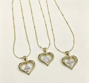 Collier Pendentif Cœur Ouvert Plaqué Or 18K, 3 Styles, Breloque Cœur, Chaîne Torsadée, Bijoux de Mode pour Femme, Vente en Gros - Product Image 4
