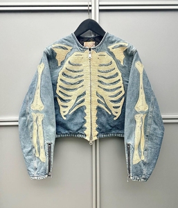 Giacca Safari Autunnale AeeDenim per <span class=keywords><strong>Uomo</strong></span>, Denim Patchwork Stampato 100% Cotone, Antivento, Ecologica, Traspirante, Ricamo Frontale OEM - Product Image 4