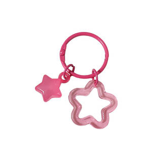 Llavero DIY de aleación con estrella hueca y colgante de corazón colorido, dije de moda para bolso estilo chica linda - Product Image 5