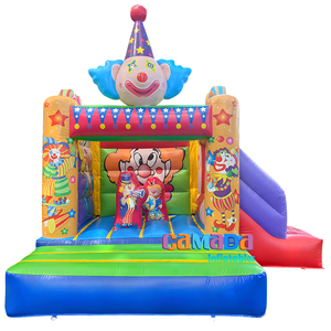 Pequeños castillos hinchables inflables con tobogán para niños Jumping Bouncer House Combo con payasos - Product Image 1